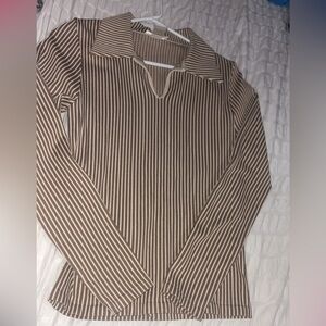 Striped Brown and Cream Women's Top